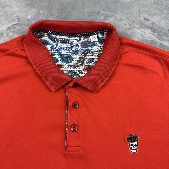 Robert Graham Shirt Men's Size XL Red Classic Fit Polo Crown Skull Logo - Picture 3 of 10
